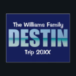 Personalised Destin Beach Trip Cool Ocean Postcard<br><div class="desc">These cool custom Destin Florida postcards feature your personalised group name for a family reunion or trip to the Emerald Coast. The letters of the word DESTIN are filled with beautiful ocean photography for your vacation.</div>