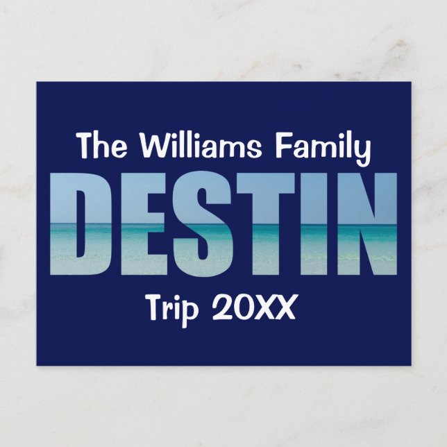 Personalised Destin Beach Trip Cool Ocean Postcard (Front)