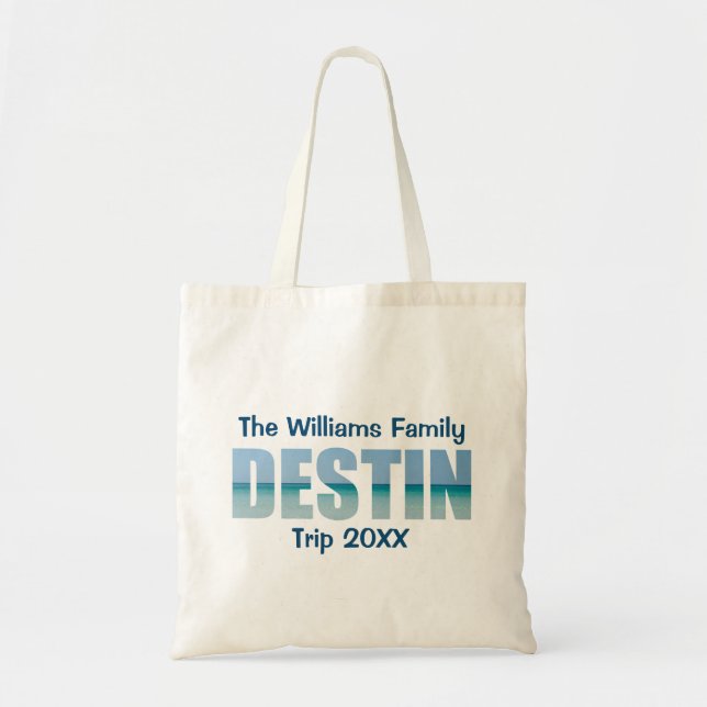 Personalised Destin Beach Trip Cool Ocean Tote Bag (Front)