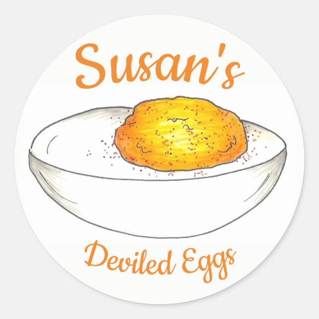 Personalised Deviled Eggs Made By Kitchen Cooking Classic Round Sticker (Front)