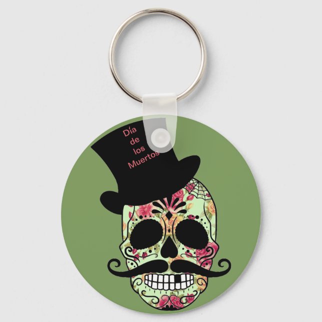 Personalised Dia de los Muertos Key Ring (Front)