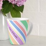 Personalised Diagonal Stripe Pastel Multi Colour Latte Mug<br><div class="desc">Personalise your coffee mug with your name or your choice of words. The design features multi colour diagonal stripes in pastel shades of peach, green, pink, blue, purple, yellow and white. Please browse my store if you would like this design on a different product - or message me for assistance....</div>