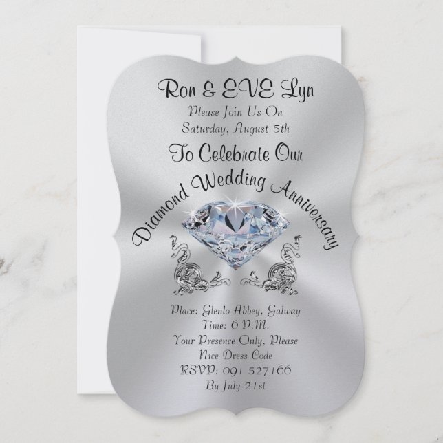 Personalised Diamond 60th Anniversary Invitations (Front)