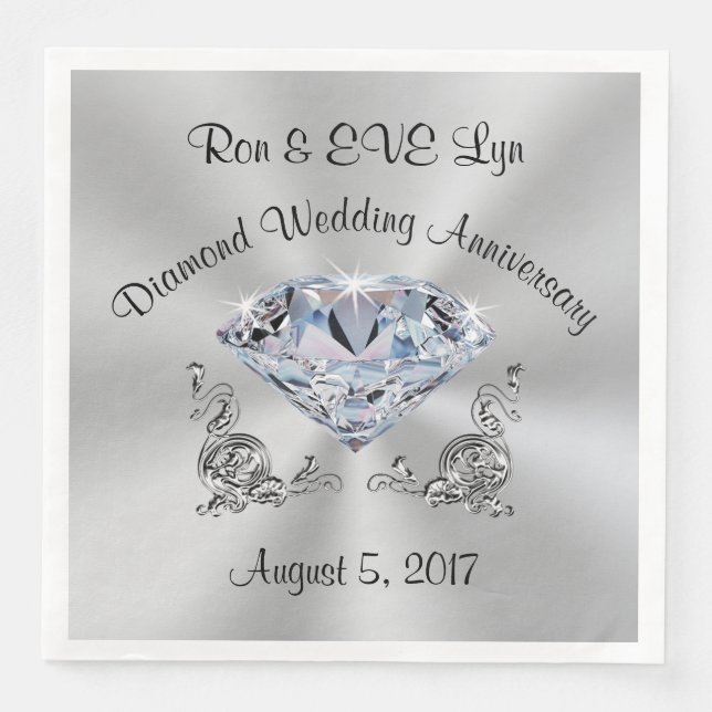 Personalised Diamond 60th Anniversary Napkins (Front)