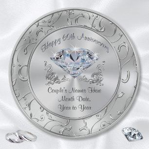 Personalised Diamond 60th Anniversary Paper Plates