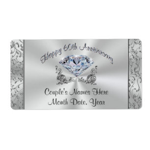 Personalised Diamond 60th Anniversary Party Labels