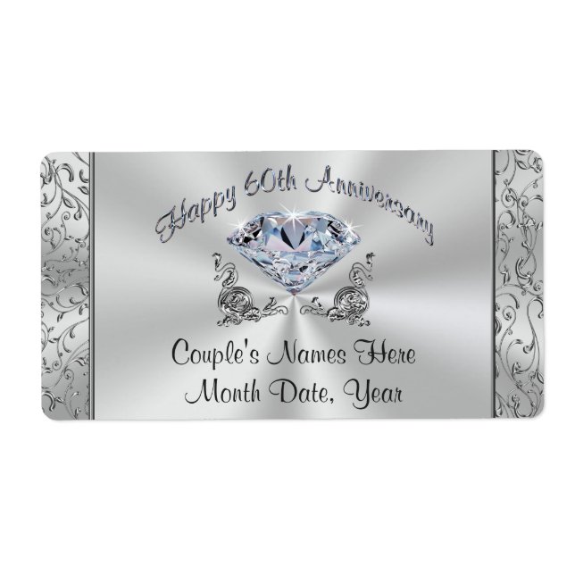 Personalised Diamond 60th Anniversary Party Labels (Front)