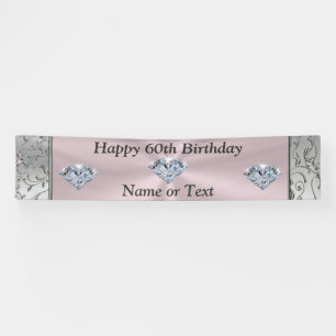 Personalised Diamond 60th Birthday Banners for Her