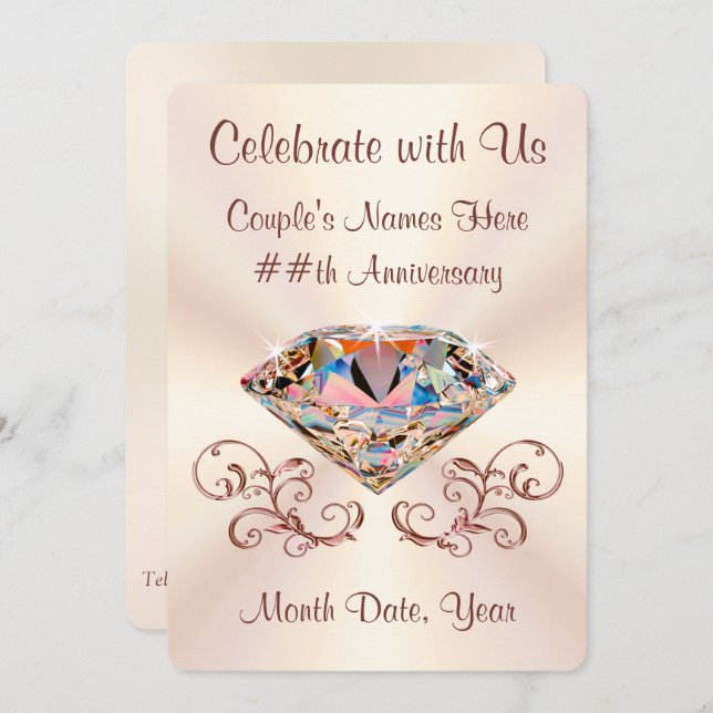 Personalised Diamond Anniversary Invitations (Front/Back)