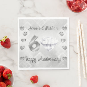 Personalised Diamond Anniversary Paper Napkins