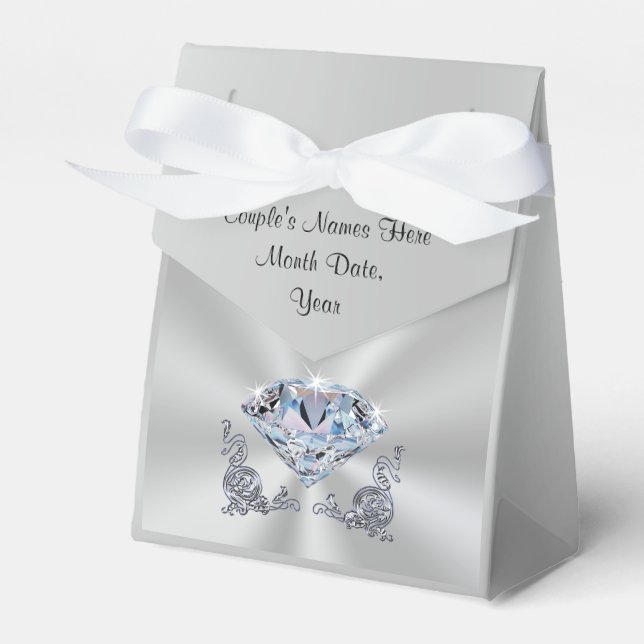 Personalised Diamond Favour Boxes, Your Names, Dat Box (Front Side)