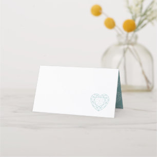 Personalised diamond heart place guest card