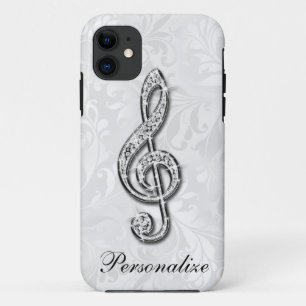Personalised Diamond Music Note Floral Damask Case-Mate iPhone Case