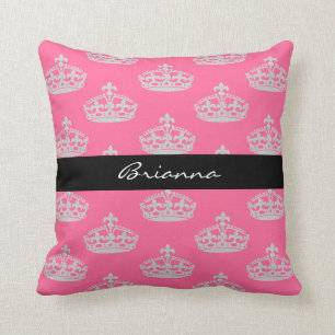 Personalised Diamond Princess Crown Throw Pillow