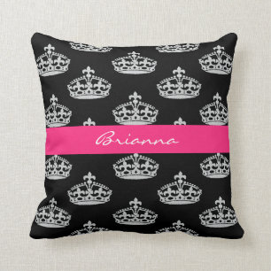 Personalised Diamond Princess Crown Throw Pillow