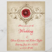 Personalised diamond ring and red rose Invitation
