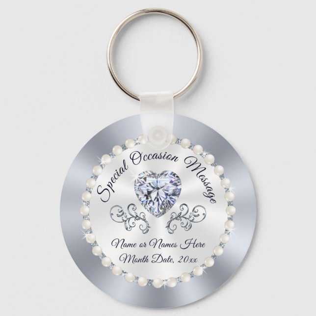 Personalised Diamond Theme Wedding Ideas, Wedding Key Ring (Front)