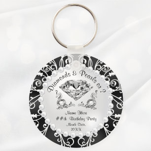 Personalised Diamonds and Pearls Party Favours Key Ring