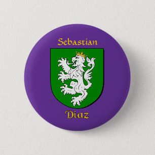 Personalised Diaz Historical Shield 6 Cm Round Badge