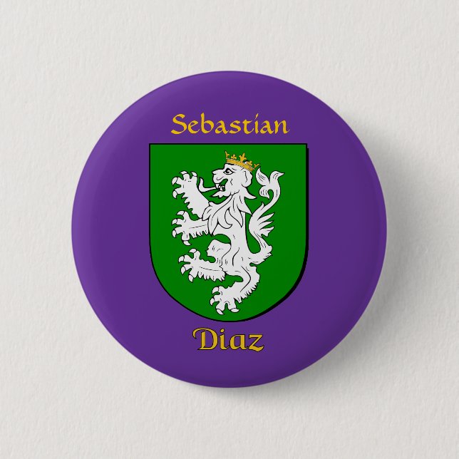 Personalised Diaz Historical Shield 6 Cm Round Badge (Front)