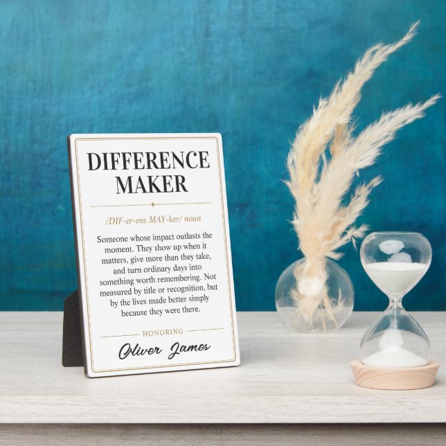 Personalised Difference Maker Definition Desk Plaque (Side)