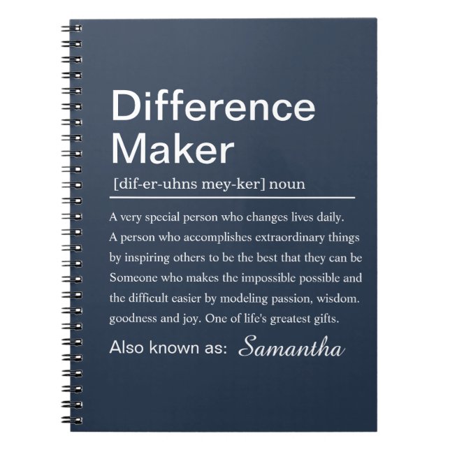 Personalised Difference Maker Notebook (Front)
