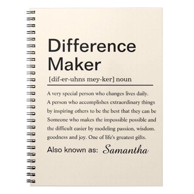 Personalised Difference Maker Notebook (Front)