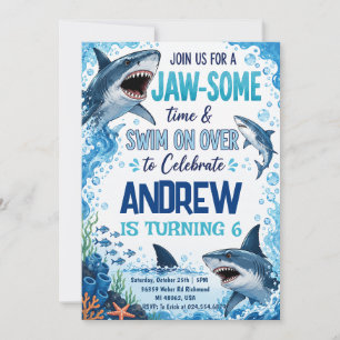 Personalised Digital Shark Birthday Invitation