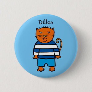 Personalised Dillon the Cat 6 Cm Round Badge