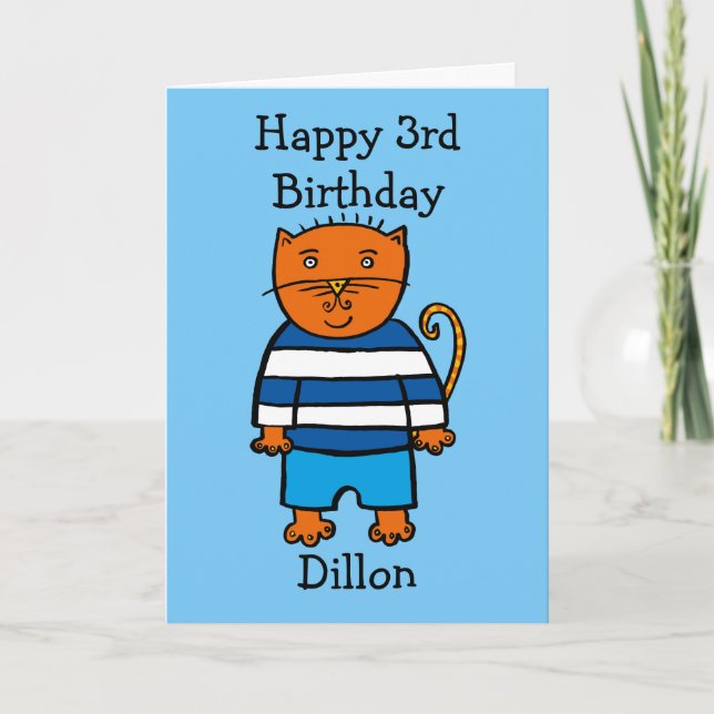 Personalised Dillon the Cat Card (Front)