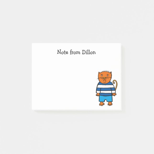 Personalised Dillon the Cat Post-it Notes (Front)