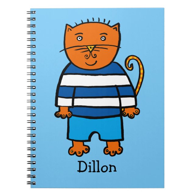 Personalised Dillon the Cat Spiral Notebook (Front)