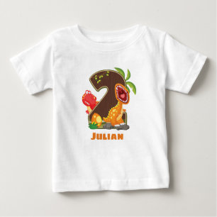 Personalised Dino 2nd Birthday Tshirt