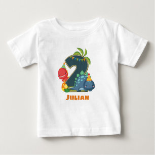 Personalised Dino 2nd Birthday Tshirt
