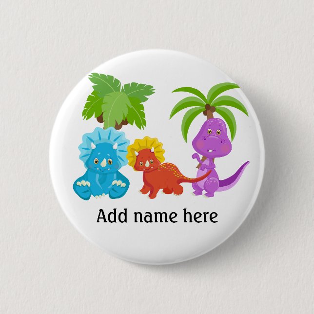 Personalised Dino & Friends Button (Front)
