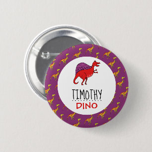 Personalised Dino Name, Dinosaur 6 Cm Round Badge