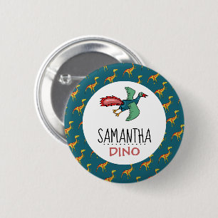 Personalised Dino Name, Dinosaur 6 Cm Round Badge