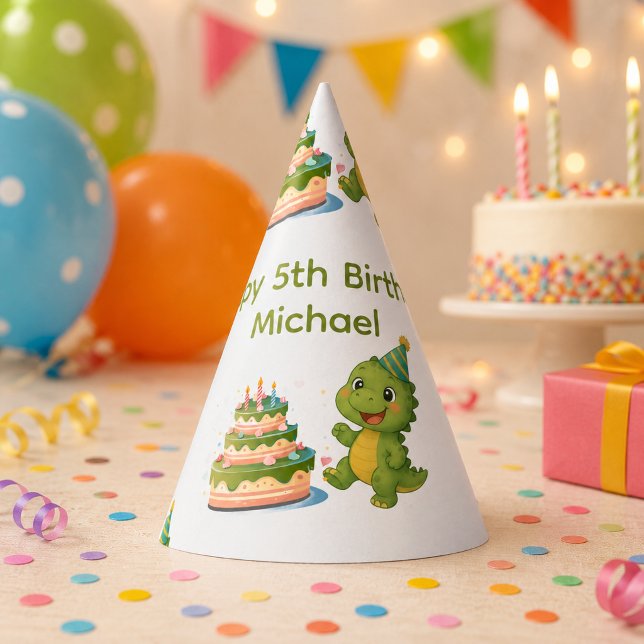 Personalised Dinosaur 5th Birthday Paper Hat (Creator Uploaded)
