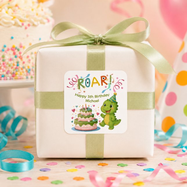 Personalised Dinosaur 5th Birthday Sticker (Creator Uploaded)