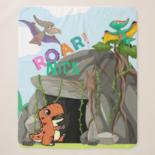 Personalised Dinosaur and Friends Sherpa Blanket