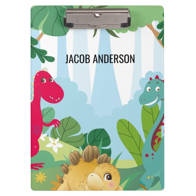 Personalised Dinosaur Back to School Name Clipboard (Front)