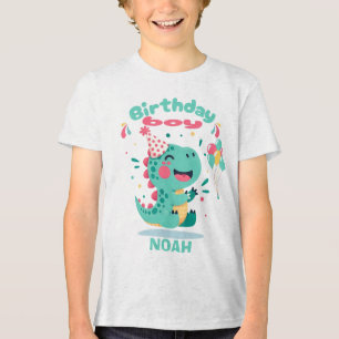 Personalised Dinosaur Birthday Boy T-Shirt Tri-Blend Shirt
