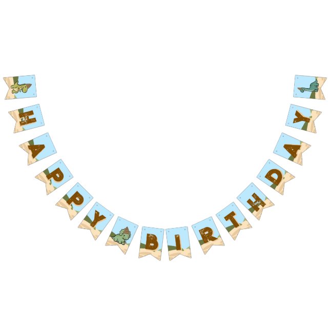 Personalised Dinosaur Birthday bunting banner (All)