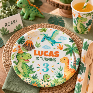 Personalised Dinosaur Birthday Party Plate