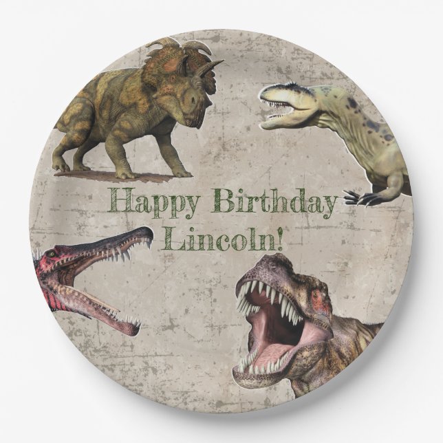 Personalised Dinosaur Birthday Plates (Front)