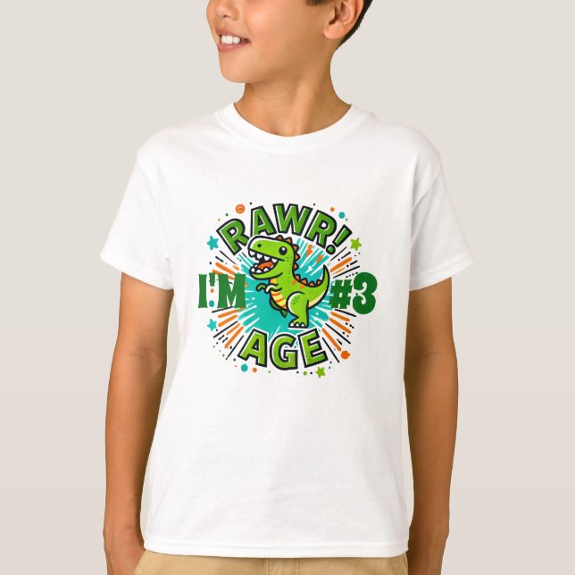 Personalised Dinosaur Birthday T-Shirt (Front)