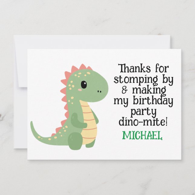 Personalised Dinosaur Birthday Thank You Card (Front)