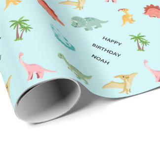 Personalised Dinosaur Birthday Wrapping Paper – Ha