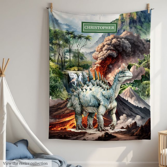 Personalised Dinosaur Blanket Boys Birthday Gift (Personalized Dinosaur Blanket Boys Birthday Watercolor)
