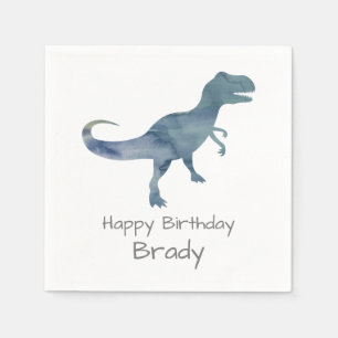 Personalised Dinosaur Blue Birthday Napkin